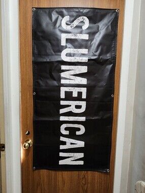 SLUMERICAN Black Vertical Vinyl Wall Banner